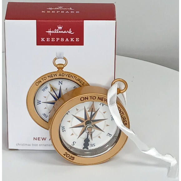 Hallmark Keepsake 2025 New Adventures Metal Compass Ornament - Picture 1 of 5